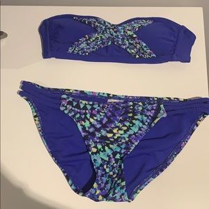 Xhilaration blue and green strapless bikini